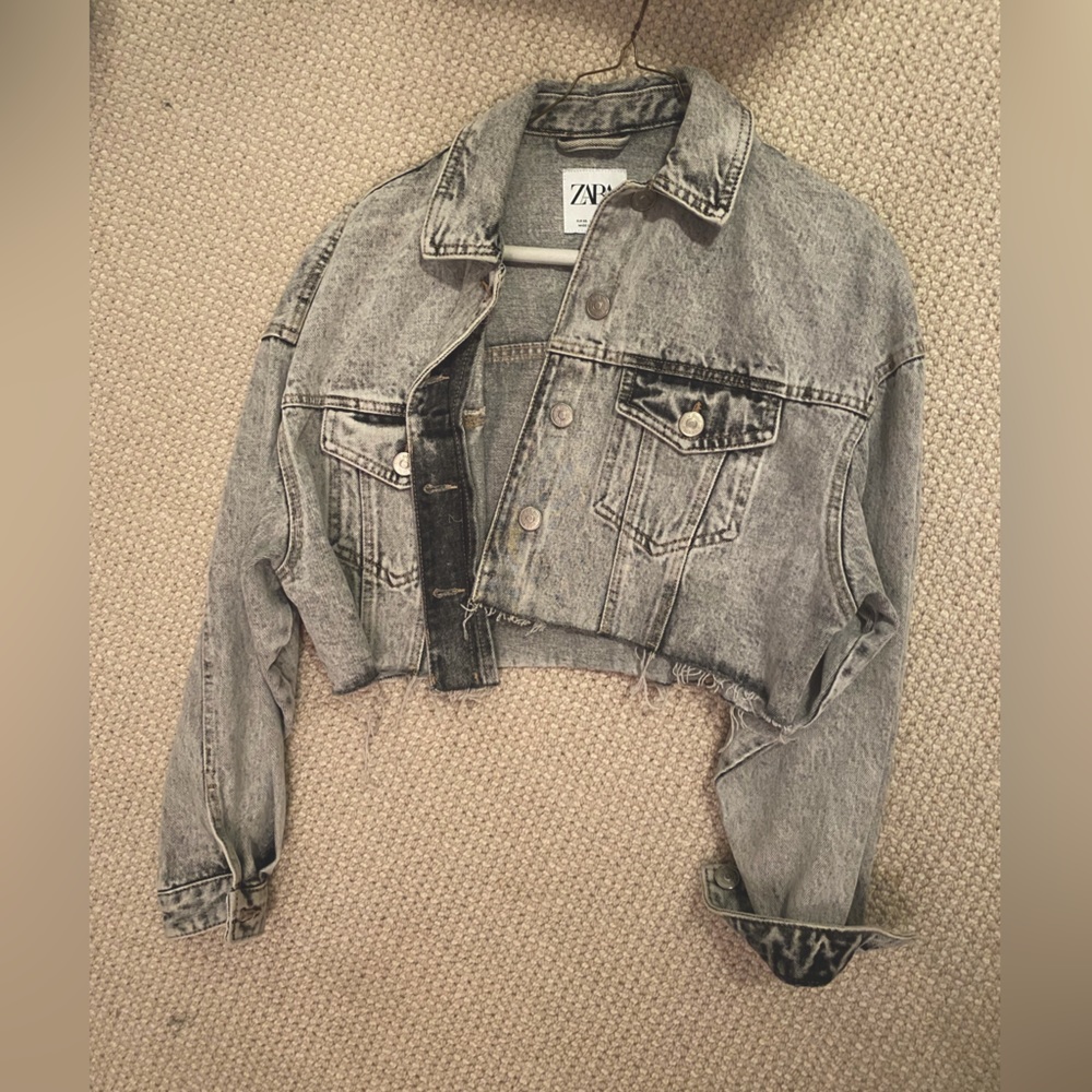 ZARA GRAY CROPPED DENIM JACKET